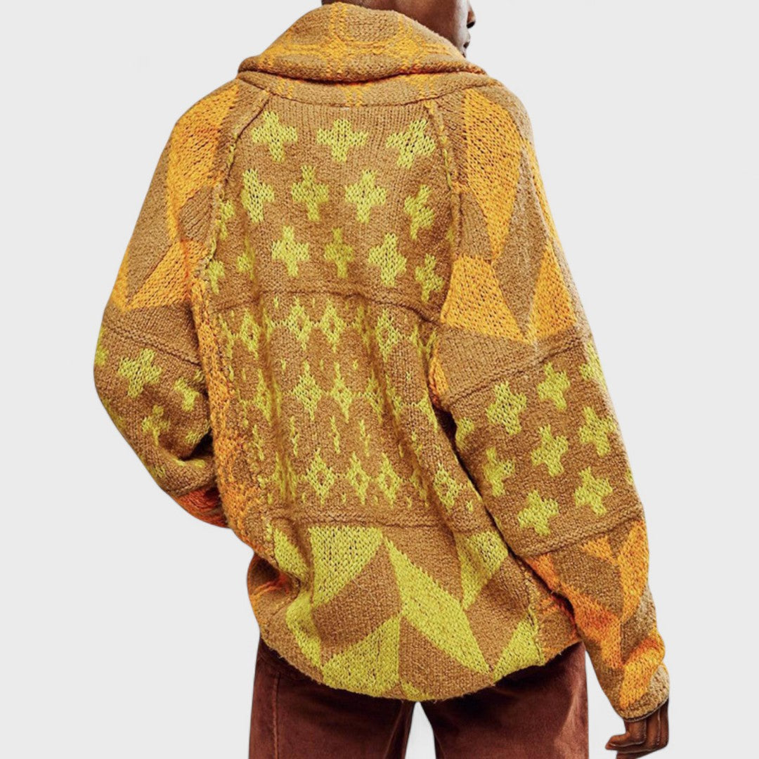 Portia - Vintage Cardigan with Button-Down Collar and Long Sleeves