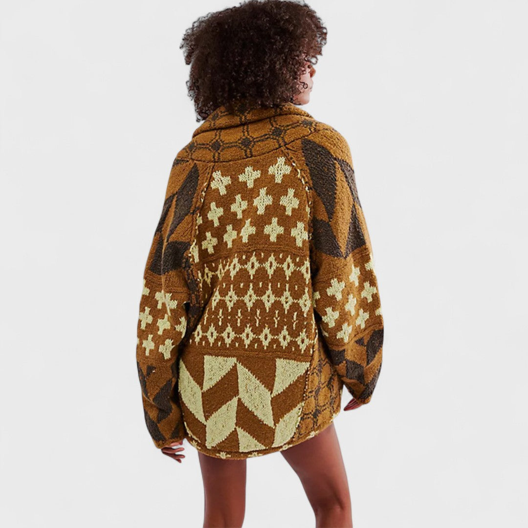 Portia - Vintage Cardigan with Button-Down Collar and Long Sleeves