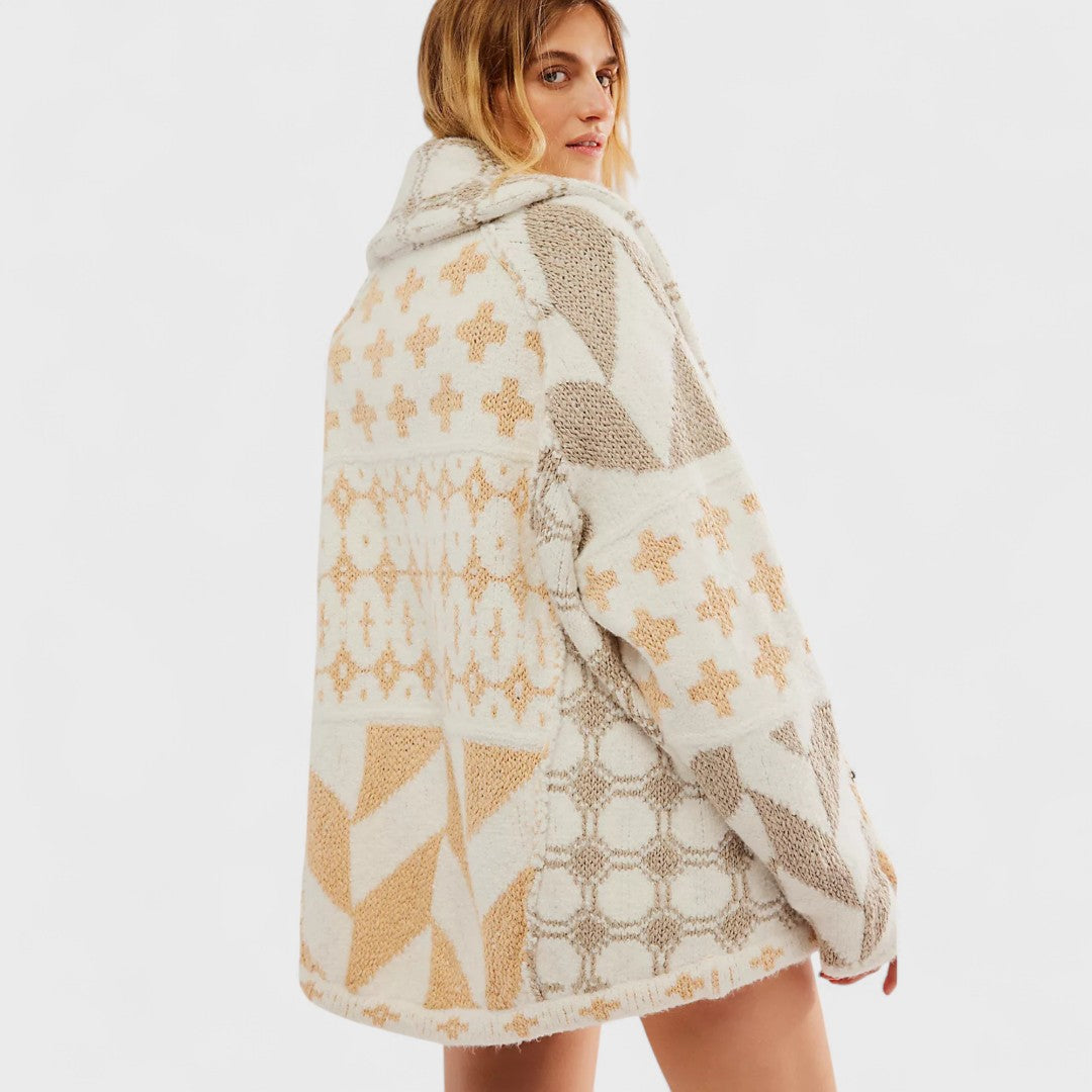 Portia - Vintage Cardigan with Button-Down Collar and Long Sleeves