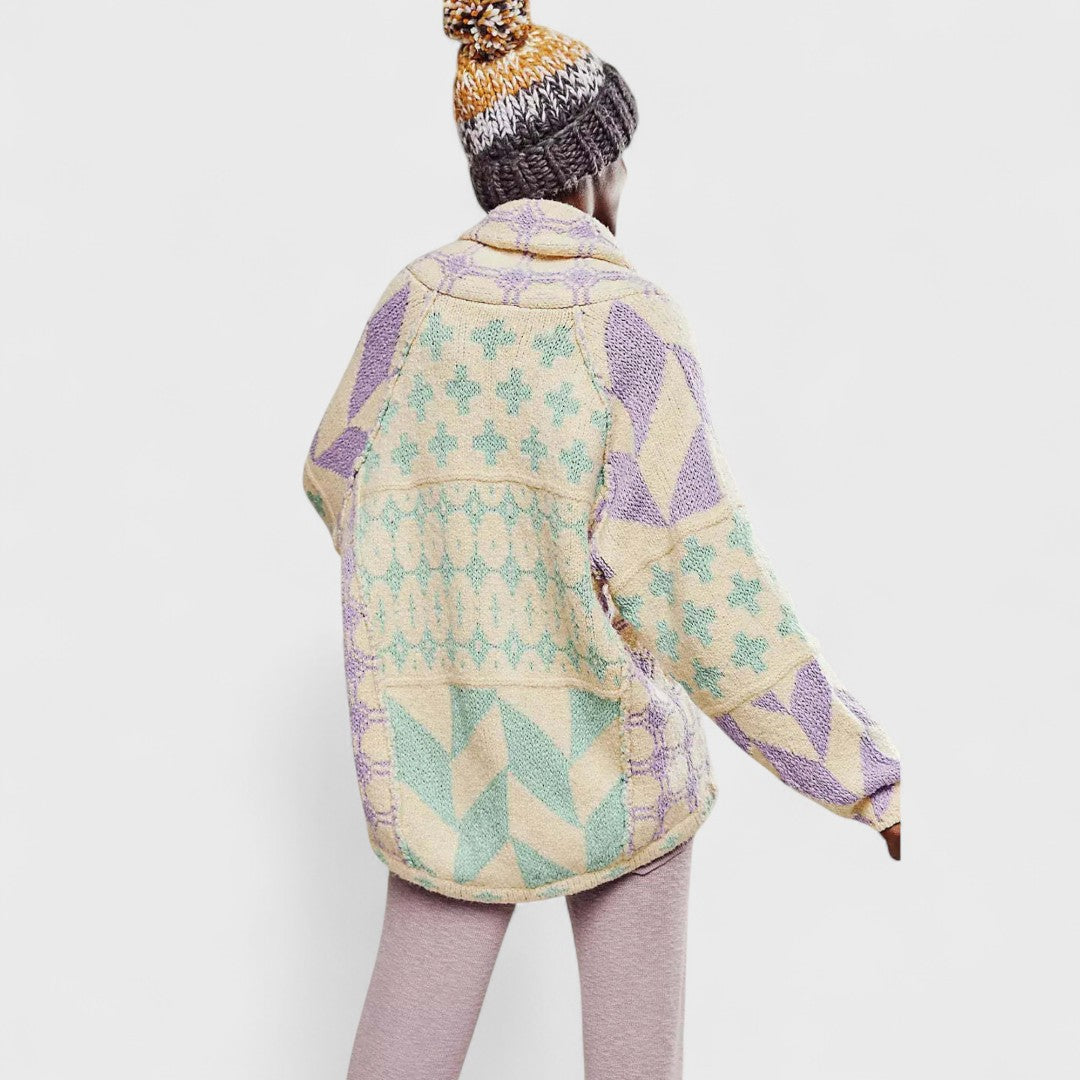 Portia - Vintage Cardigan with Button-Down Collar and Long Sleeves