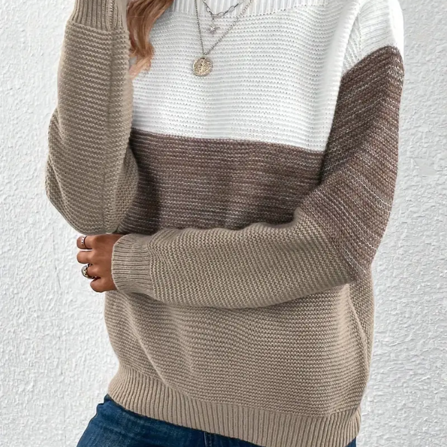 Elegant Long Sleeve Sweater with Dropped Shoulders