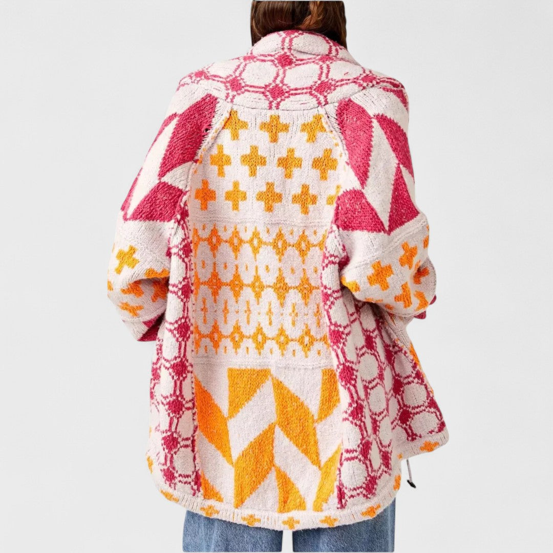 Portia - Vintage Cardigan with Button-Down Collar and Long Sleeves