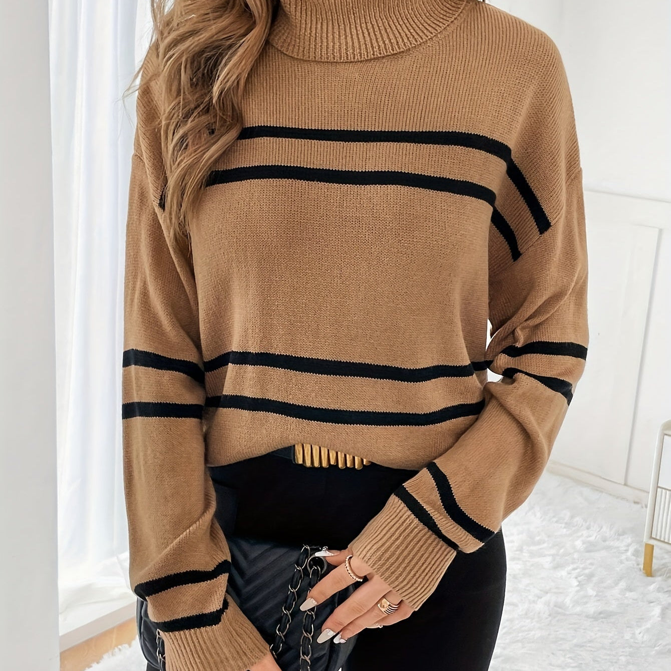 Striped Turtleneck Sweater
