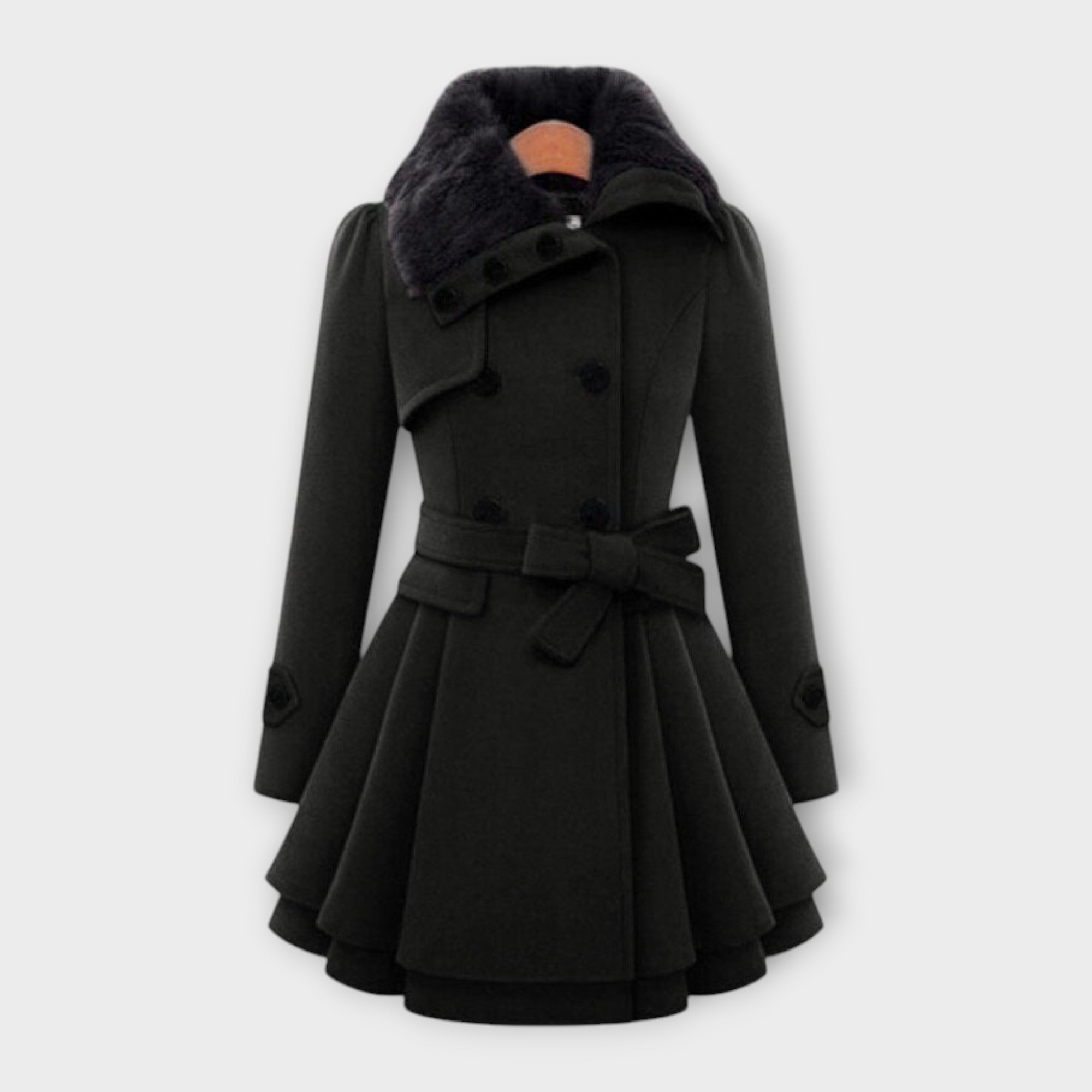Elegant Coat with Synthetic Fur Collar