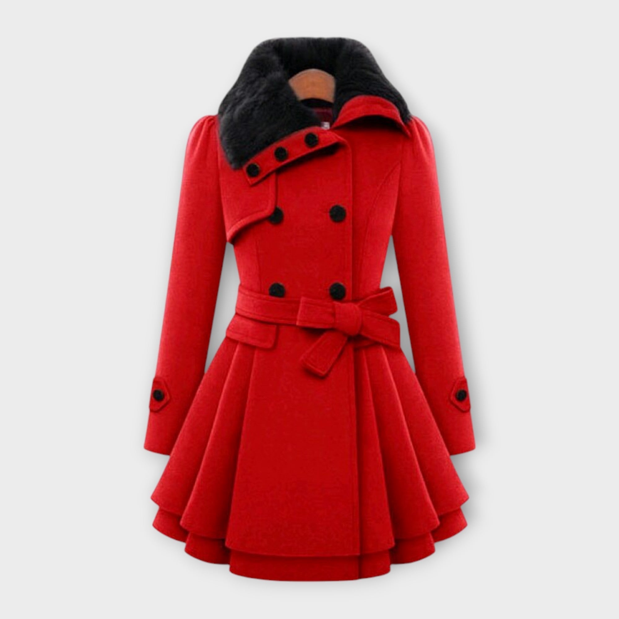 Elegant Coat with Synthetic Fur Collar