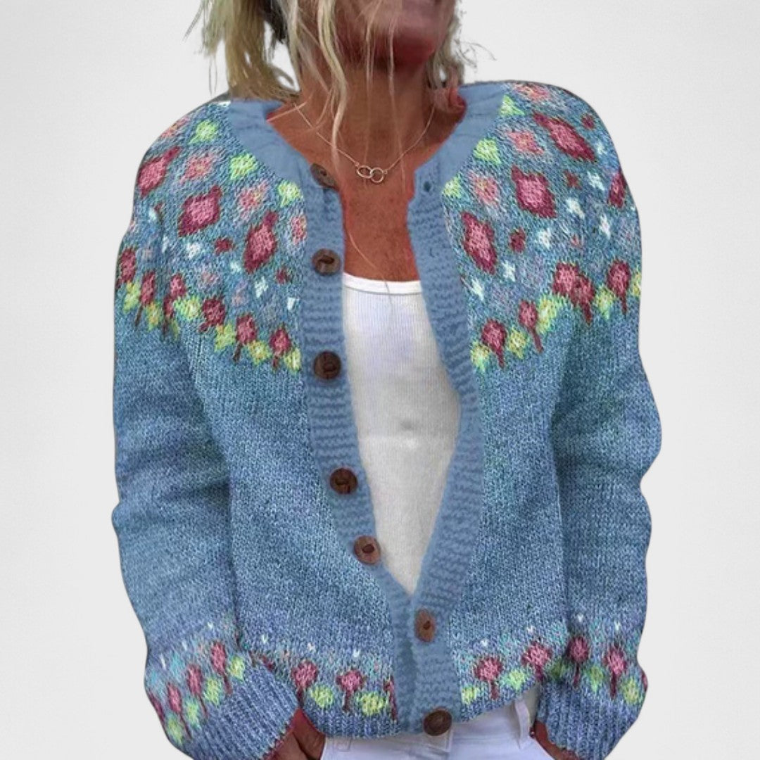 Cardigan chic à motifs en maille ample