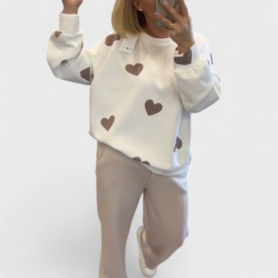 Cotton Blend Sweater with Hearts